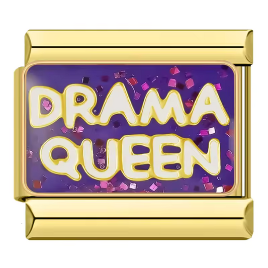 Silver or Gold Italian Charm – "Drama Queen"