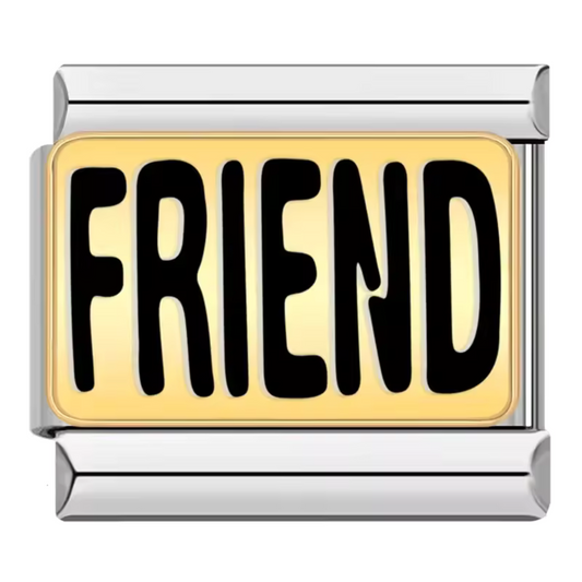 Silver and Gold Italian Charm – “Friend”