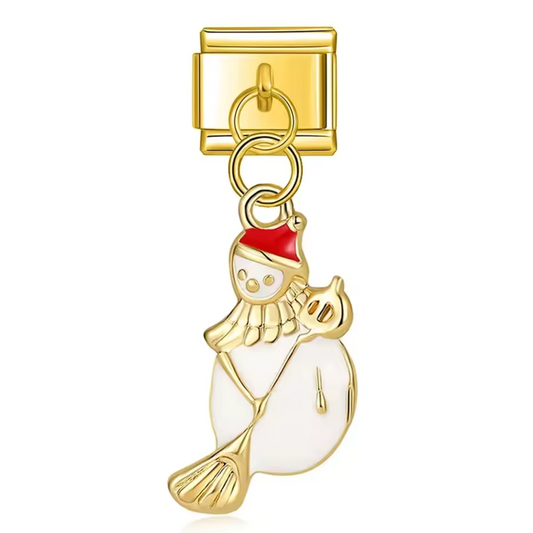 Charm Italien Pendentif – Bonhomme de Neige Doré