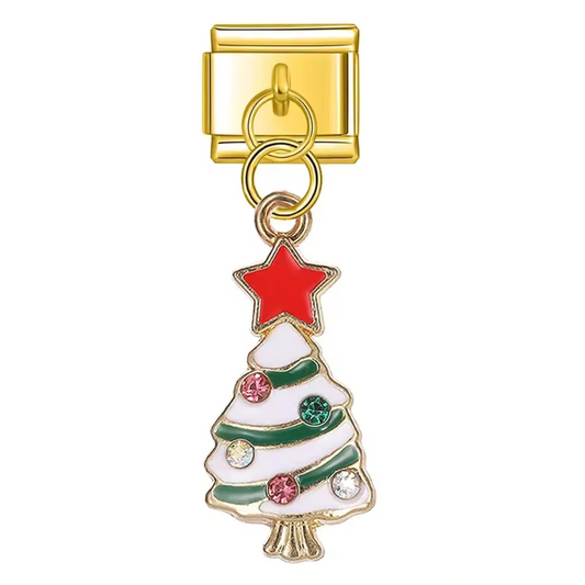 Italienischer Charm-Anhänger – Goldener Weihnachtsbaum