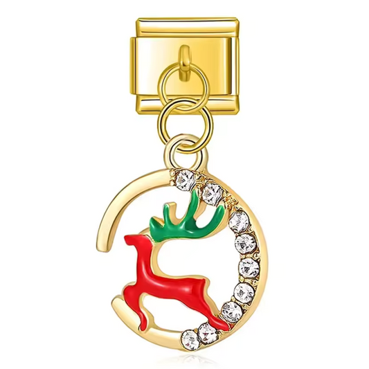 Charm Italien Pendentif Doré – Cerf Rouge