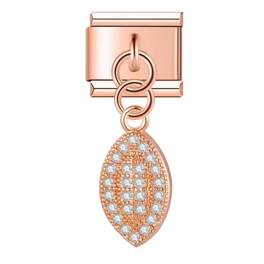 Italian Charm Pendant Silver or Rose Gold – Rugby Ball