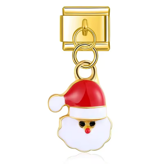 Italienischer Charm-Anhänger – Goldener Weihnachtsmann