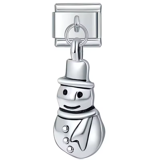 Charm Italien Pendentif – Bonhomme de Neige Argenté