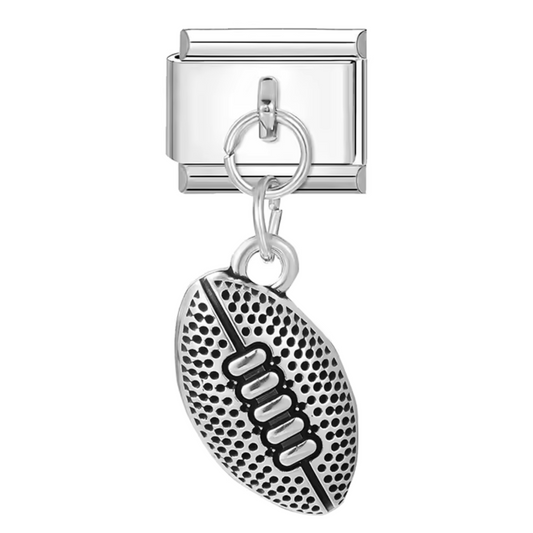 Italian Charm Silver Pendant – Rugby Ball