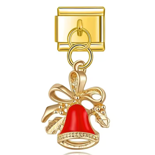 Italienischer Charm-Anhänger – Goldene Weihnachtsglocke