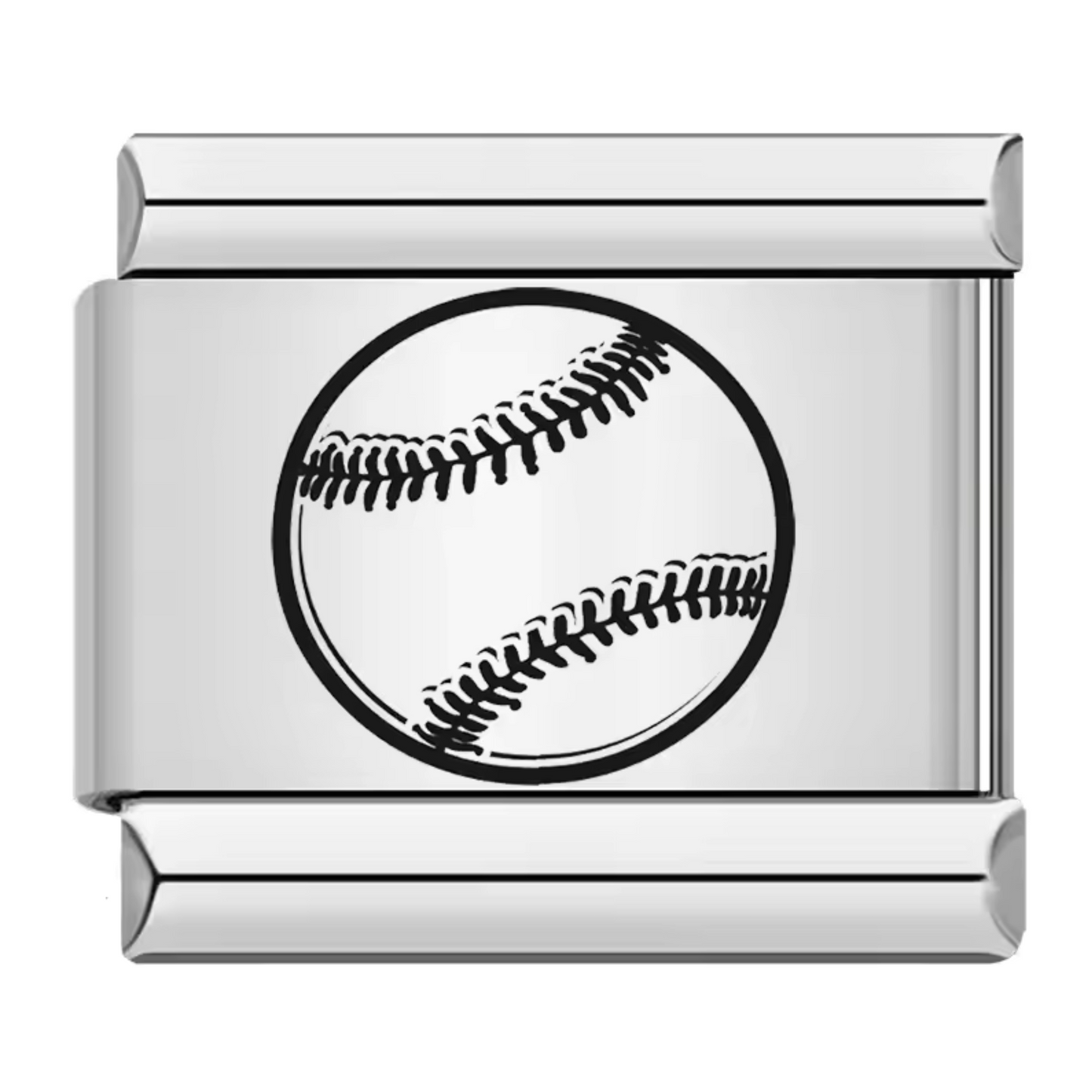 Silver Italian Charm – Baseball Ball