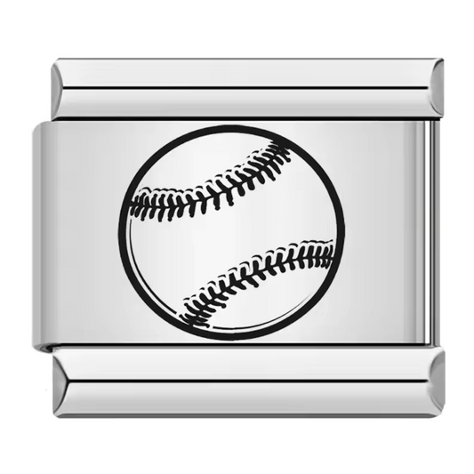 Silver Italian Charm – Baseball Ball