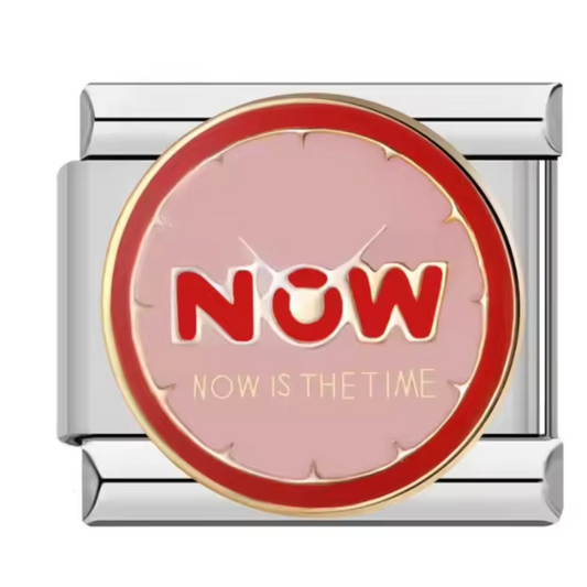 Silberner italienischer Charm – „Now Is The Time“ mit Uhr