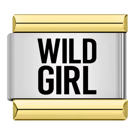 Silver and Gold Italian Charm – “Wild Girl”