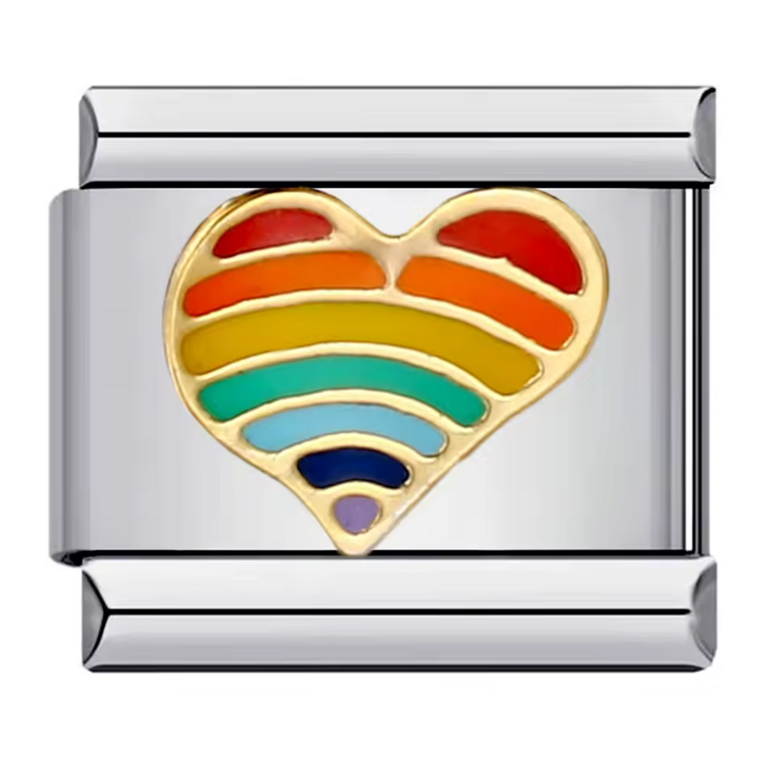 Silver Italian Charm – Multicolor Heart
