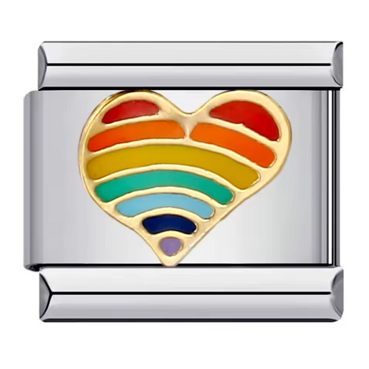 Silver Italian Charm – Multicolor Heart