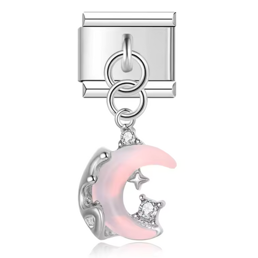 Italian Charm – Rosa Mondanhänger mit Stern
