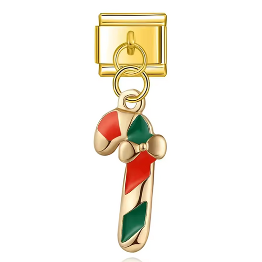 Italienischer Charm-Anhänger – Goldene Zuckerstange