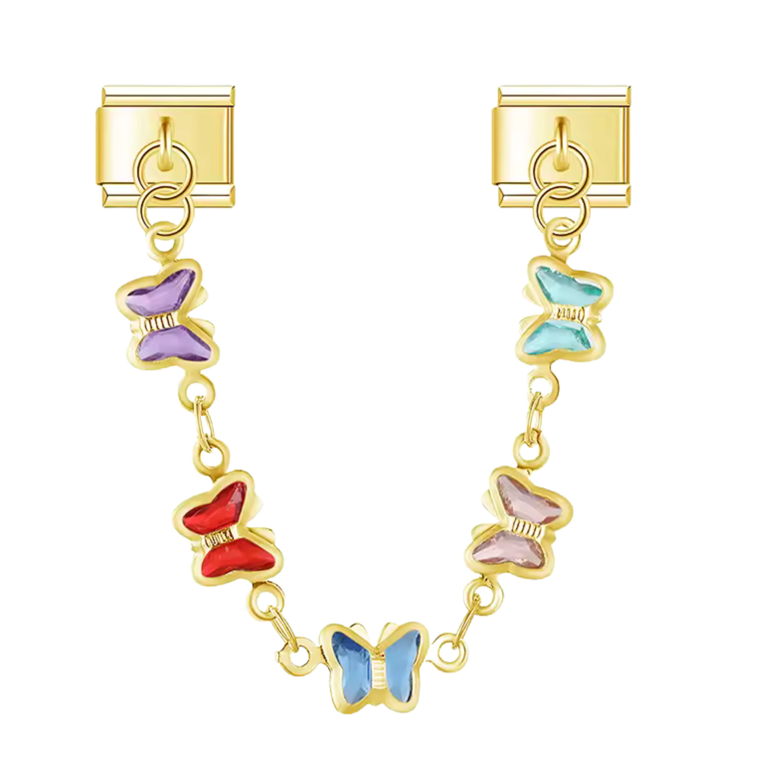 Italian Charm – Gold or Silver Chain with Colorful Butterfly