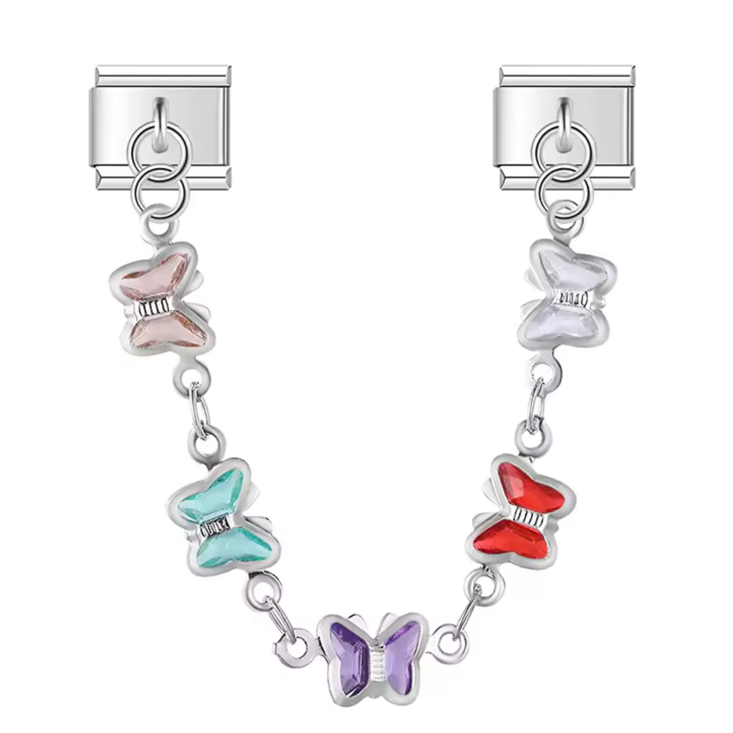 Italian Charm – Gold or Silver Chain with Colorful Butterfly