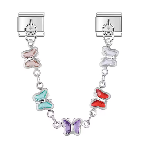 Italienischer Charm – Gold- oder Silberkette mit buntem Schmetterling
