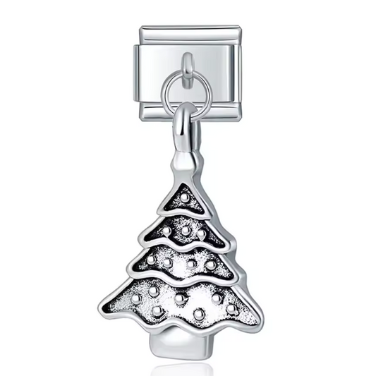 Italienischer Charm-Anhänger – Silberner Weihnachtsbaum