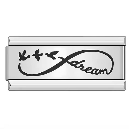Long Silver Italian Charm – Infinity Sign "Dream"