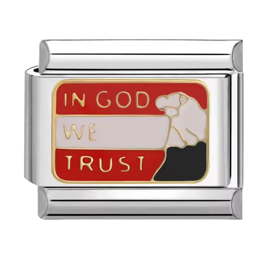 Italian Silver Charm – “In God We Trust”