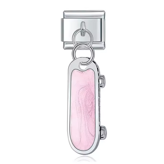 Italian Charm Silver Pendant – Skate Rose