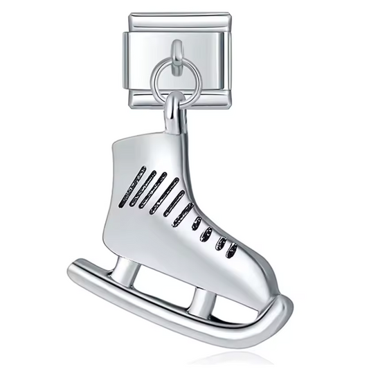 Italienischer Charm-Anhänger – Silberne Schlittschuhe