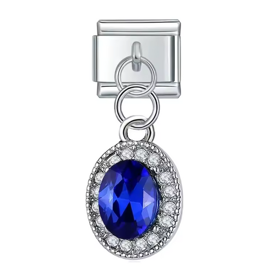 Italian Charm Silver Pendant – Blue or Pink Stone