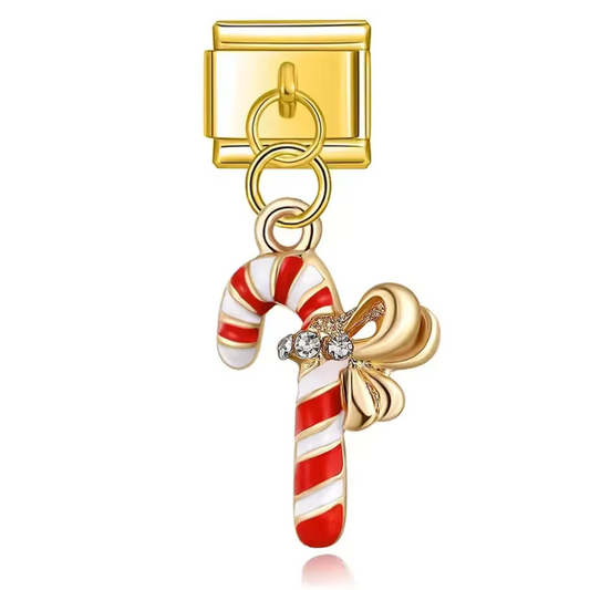 Italienischer Charm-Anhänger – Goldene Zuckerstange
