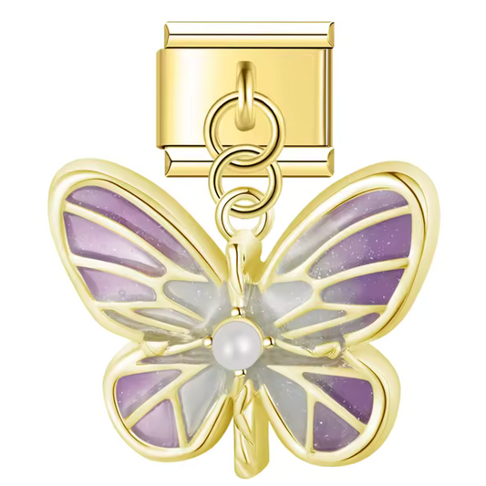 Italienischer Charme – Gold mit Schmetterling (Lila, Weiß oder Blau)