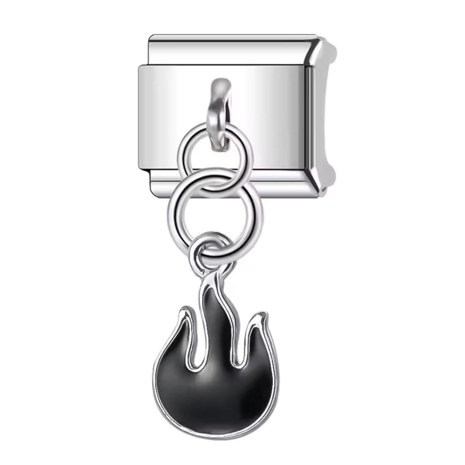 Italian Charm – Silver Flame Pendant in Red, White or Black
