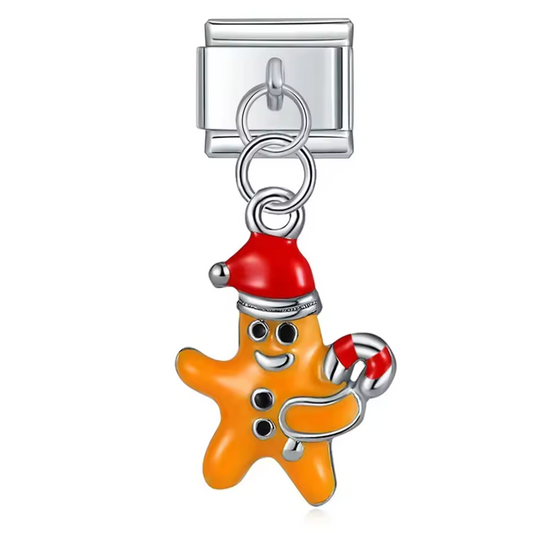Charm Italien Pendentif – Bonhomme Pain d'Épice Argenté
