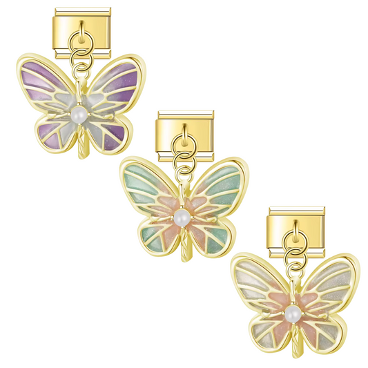 Italienischer Charme – Gold mit Schmetterling (Lila, Weiß oder Blau)