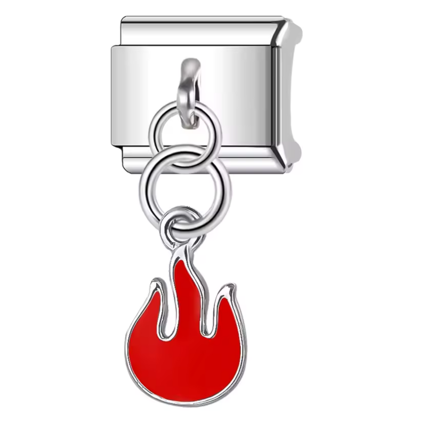 Italian Charm – Silver Flame Pendant in Red, White or Black