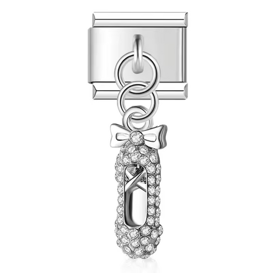 Silver Italian Charm Pendant – Ballet Shoe