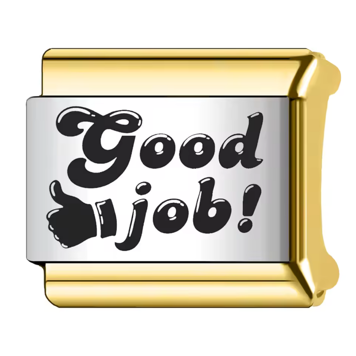 Silver and Gold Italian Charm – “Good job!”