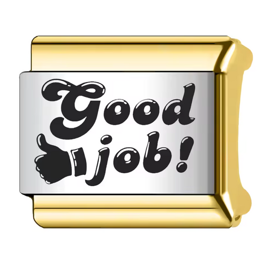 Silver and Gold Italian Charm – “Good job!”