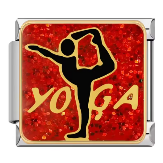 Silver Italian Charm – Red Yoga
