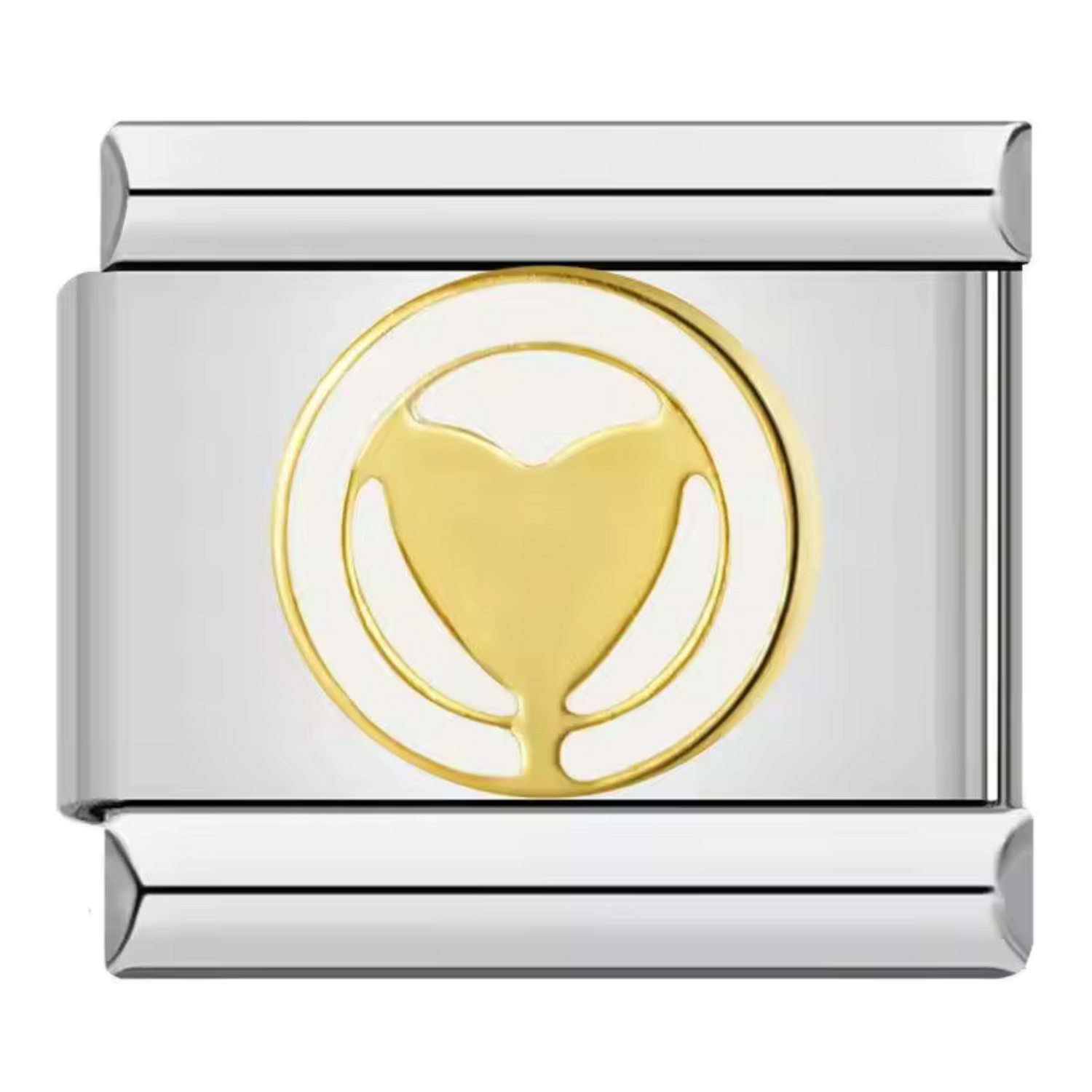 Silver and Gold Italian Charm – Heart with black or white details