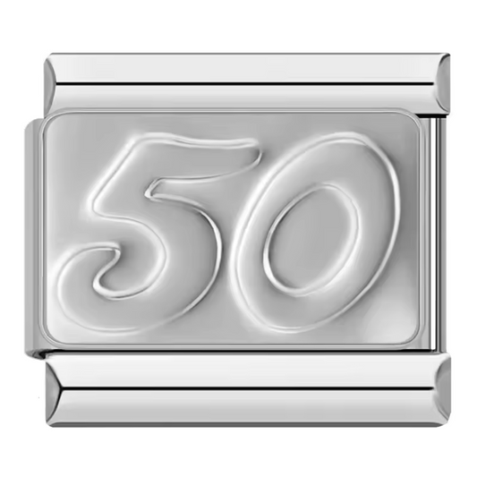 Silver Italian Charm – Number 50