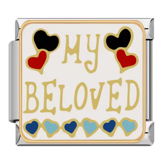Silver Italian Charm – “My Beloved” with Heart