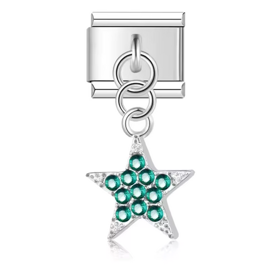 Italienischer Charm-Anhänger – Stern, erhältlich in Silber, Grün und Pink