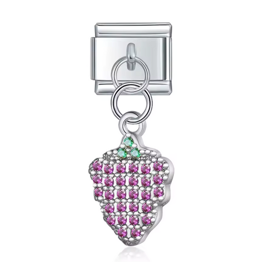 Italienischer Charm-Anhänger – Weintraube in Gold, Silber oder Roségold