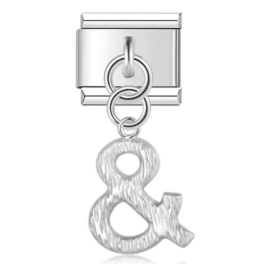 Italienischer Charm-Anhänger – Silbernes „&“-Symbol