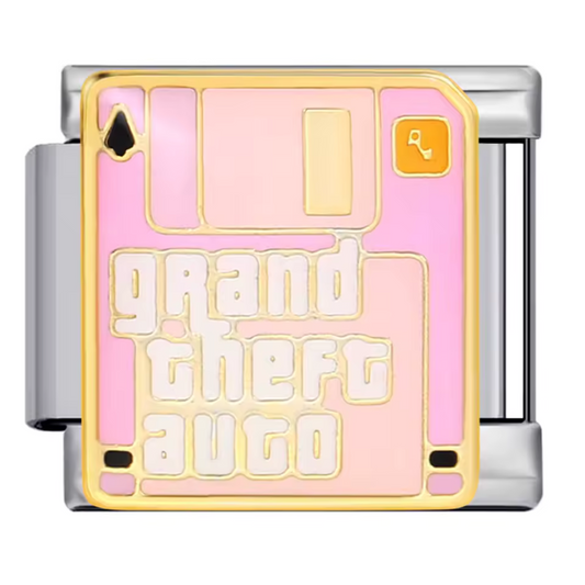 Italienischer Charme – Silbernes GTA auf rosa Diskette