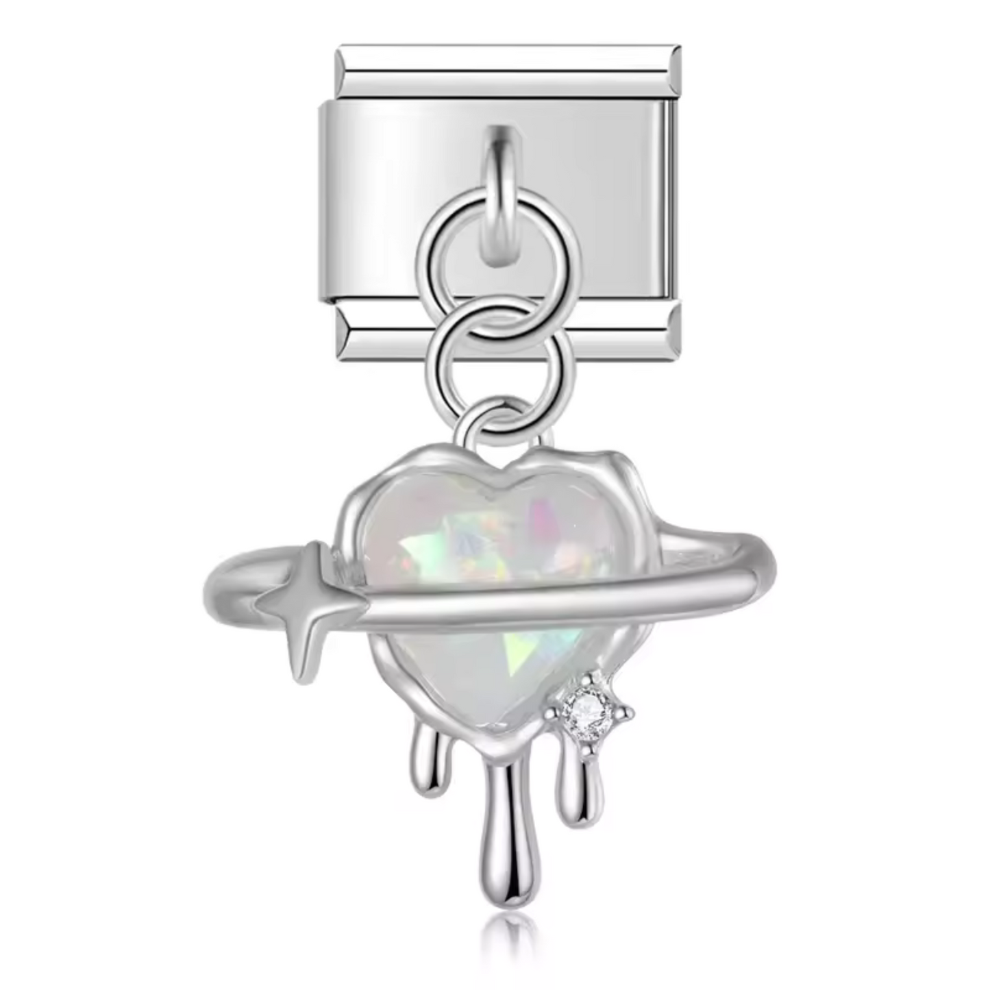 Italian Charm – Herzanhänger mit Sternen (Silber oder Gold)