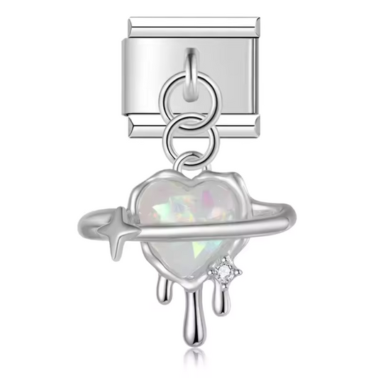 Italian Charm – Herzanhänger mit Sternen (Silber oder Gold)