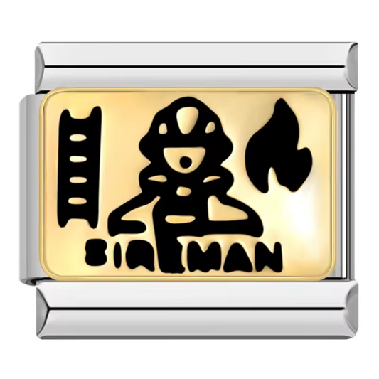 Silberner italienischer Charm – Feuerwehrmann