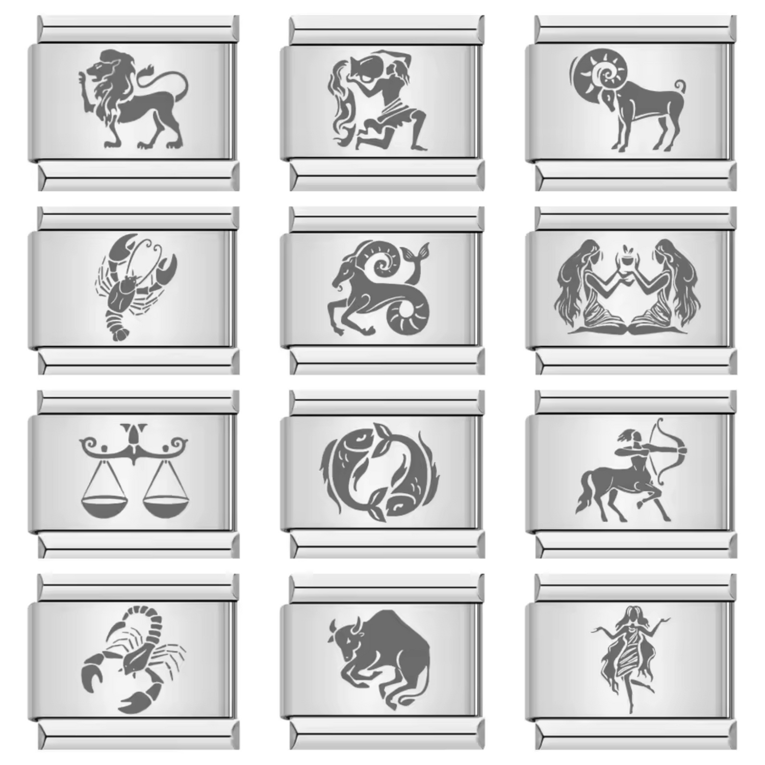 Silver Italian Charm – Grey Zodiac Sign