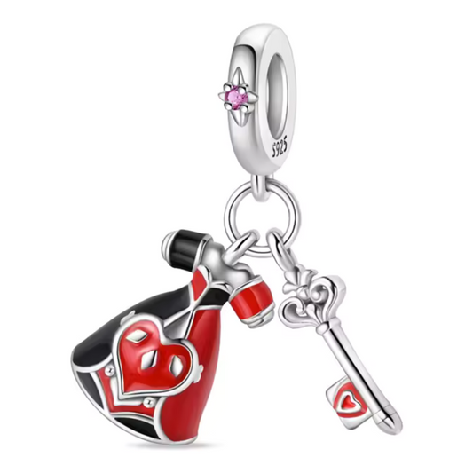 Queen of Hearts Dress Charm with Key