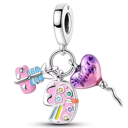 "Happy Birthday" Charm mit Geschenk
